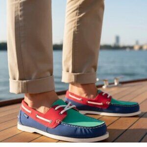 Club Room Elliott Blue/Green Boat Shoes NWT NIB